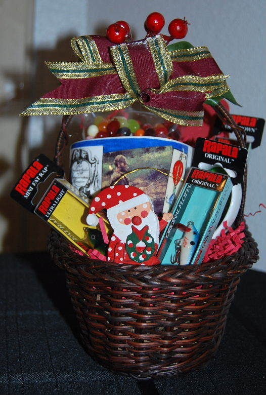 Gift Basket For The Fisherman . Rapala lures, fisherman mug/jelly 