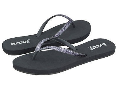 REEF WOMENS STARGAZER GREY GLITTER SANDALS FLIP FLOPS #1949