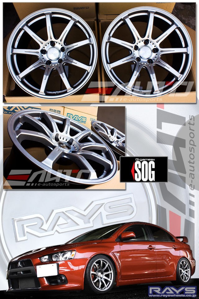 Rays G games 77Sog Wheels Rims 18 18x9.5 +12 Lancer Evo VIII IX X 