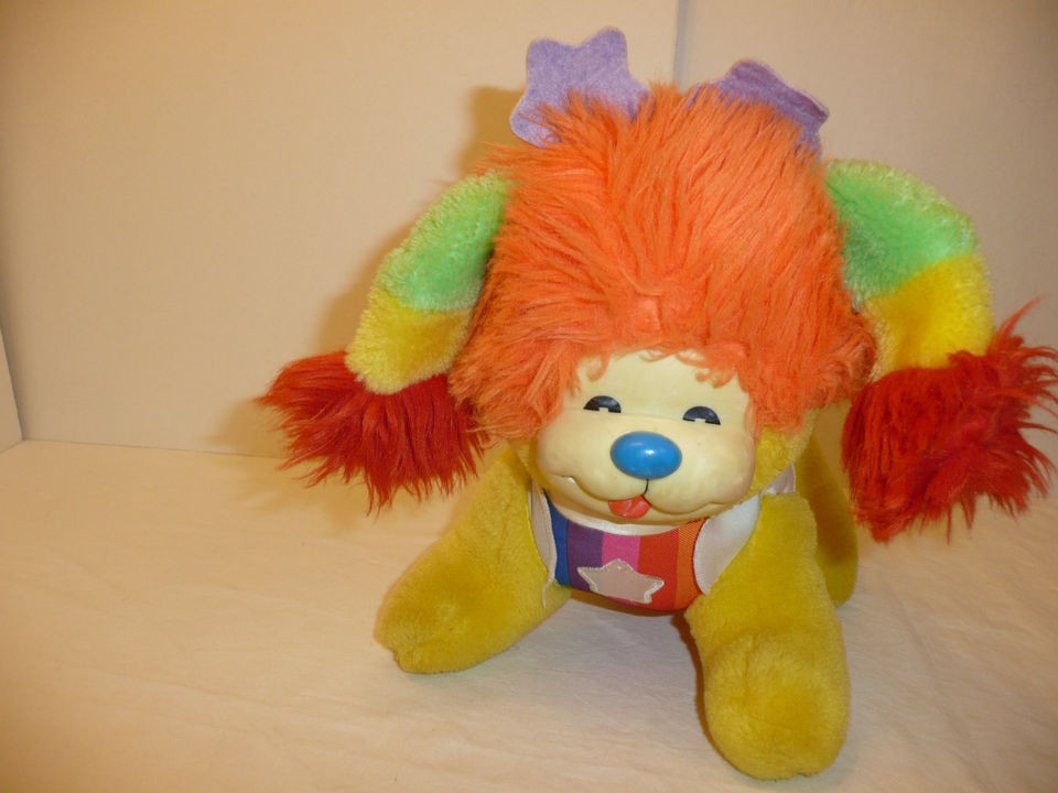 Vintage 1983 Puppy Brite Dog Plush / Toy Stuffed Animal   Rainbow 