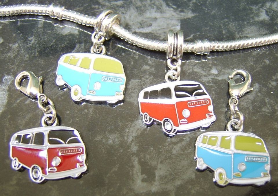 VW T2 Campervan Charm European or Clip On, Red or Blue