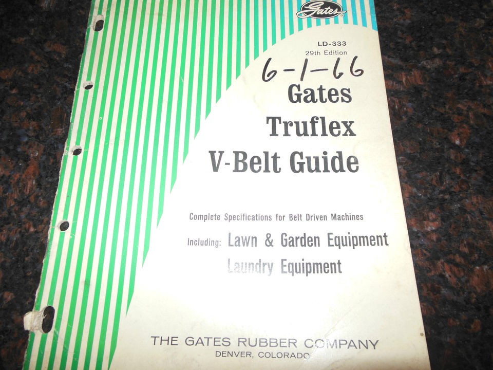   GATES TRUFLEX BELTS 87 PAGE PARTS BOOK FOR LAWN GARDEN LAUNDERY EQUIP