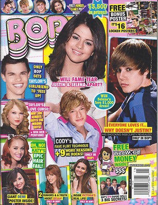 BOP MAGAZINE JUSTIN BIEBER SELENA GOMEZ TAYLOR LAUTNER KATY PERRY 