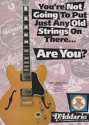 GIBSON ES 355 CUSTOM DADDARIO GUITAR STRINGS PRINT AD