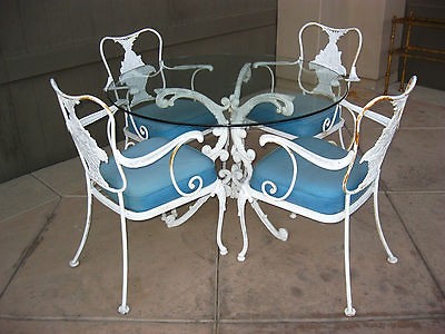 Piece Vintage PATIO FURNITURE SET Ornate Wrought Iron FRENCH 