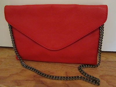 NWT J Crew Invitation Envelope Clutch Purse Pebble Leather Red
