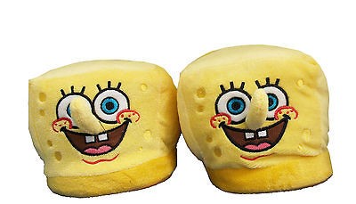 Spongebob Squarepants Face Cartoon Adult Plush Mens Slippers