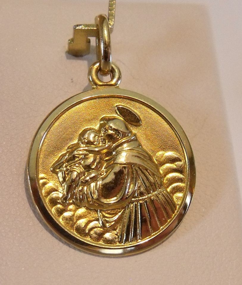 18K YELLOW GOLD ST. SAINT ANTHONY UNOAERRE MEDAL CHARM PENDANT 3.6gr