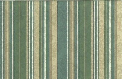 Wallpaper Striped Damask Vintage Pearlized Glaze Textured Green Taupe 