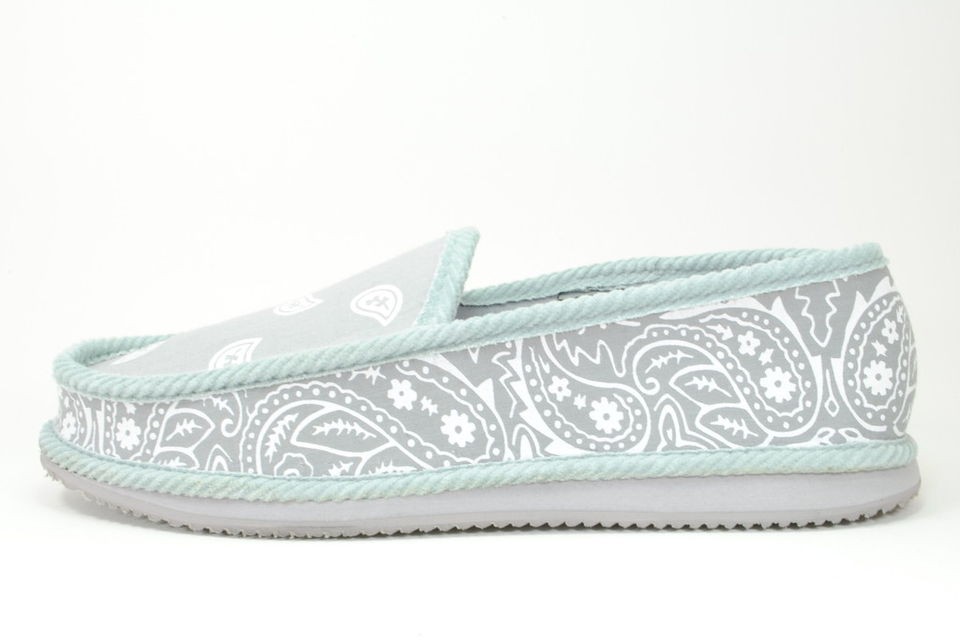 NEW BANDANA HOUSE SLIP ON SHOES GREY / WHITE MEN SIZES