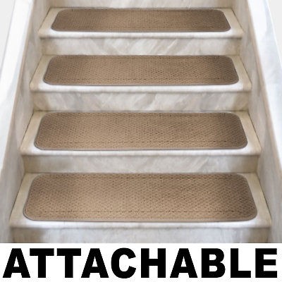   of 12 ATTACHABLE Carpet Stair Treads 10x23.5 CAMEL TAN runner rugs