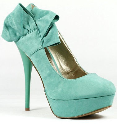 Sea Green Faux Suede Stiletto Heel Platform Pump Qupid Neutral 212