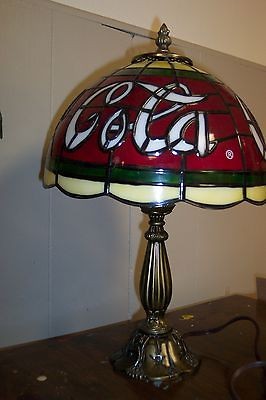 COCA COLA LAMP TIFFANY LAMPSHADE STAINED GLASS GLOBE 16 BARWARE