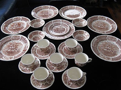 27PC. VINTAGE STAFFORDCHIRE ENGLAND FAIR WINDS IRONSTONE CHINA SET 