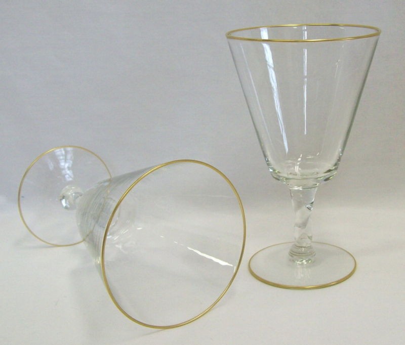 Glastonbury Lotus GOLD TWIST Crystal Water Goblet (s)