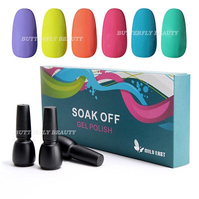 6PCS Nail Art Color Soak Off Polish Kit UV Glitter Gel UV Lamp 