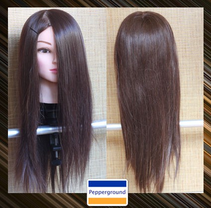 22 Hairdressing 60% Brown Real Human Hair Training Head With FREE 