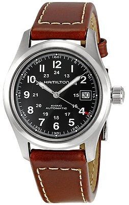 Hamilton H70455533 Khaki Field Automatic Brown Leather Strap New Mens 