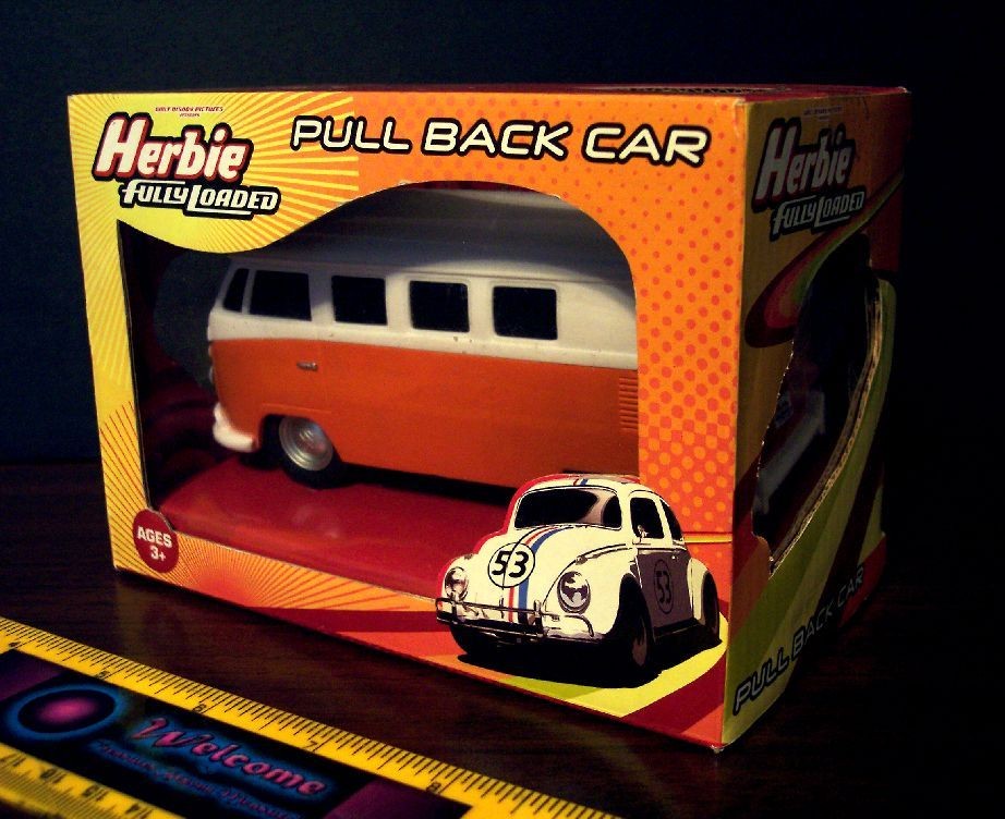 DISNEY HERBIE THE LOVE BUG FULLY LOADED PULL BACK SAMBA BUS PULLBACK 