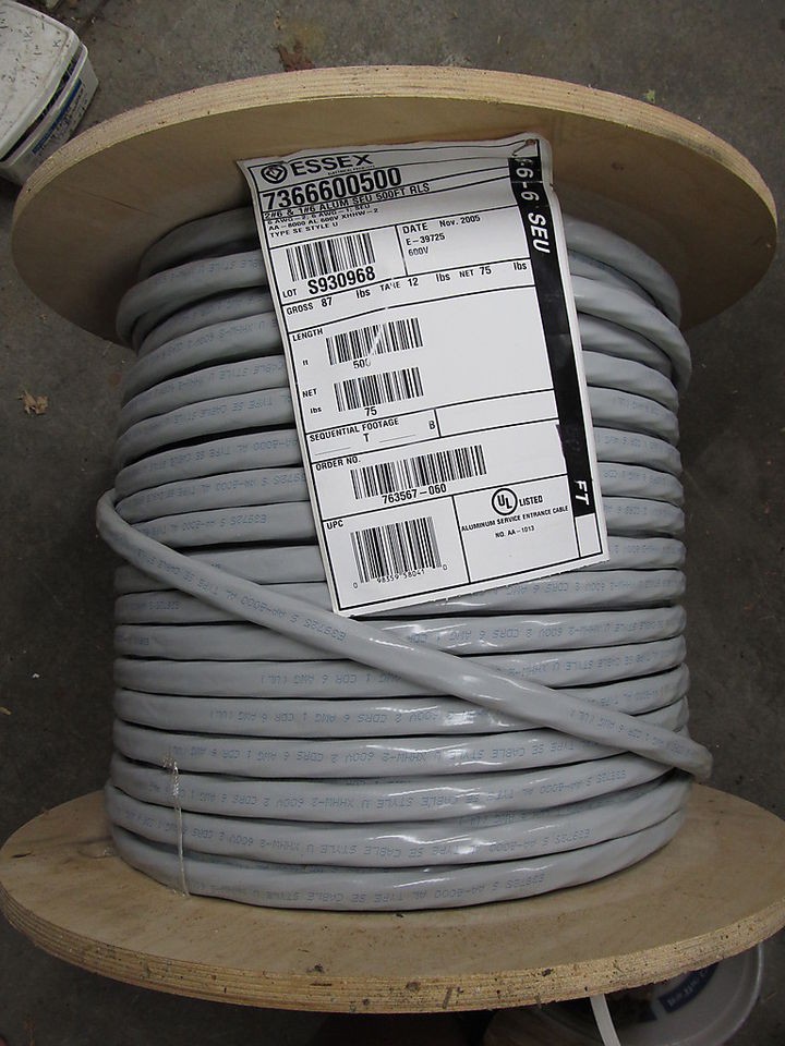 SEU Aluminum Service Entrance SE Cable Wire, Style U, Type XHHW 