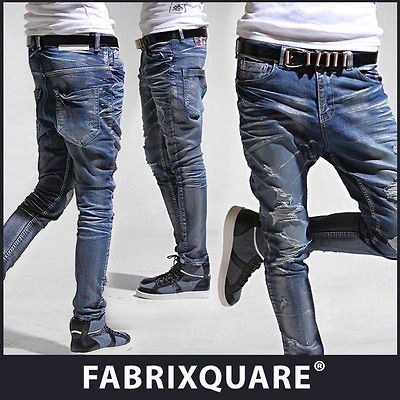 FX Homme Silver Dust Destroyed Baggy Skinny Jeans Korea Fashion 28 30 