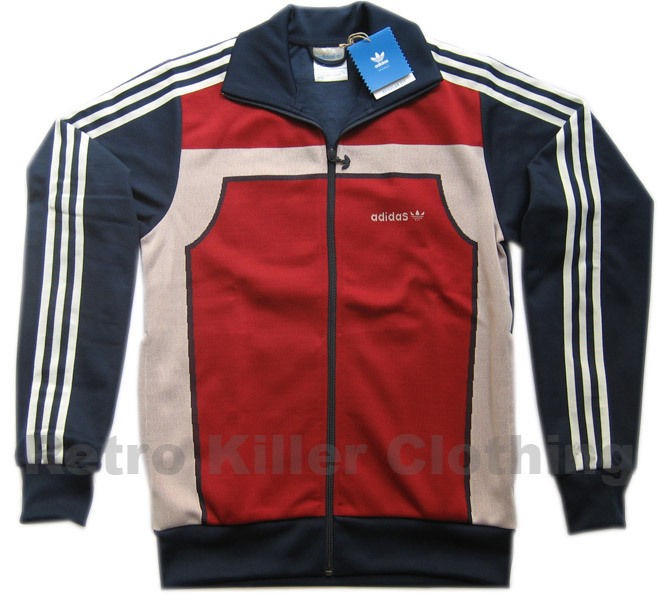 Adidas Originals Archive Classic Retro Flock Tracksuit Top Blue Red XS 