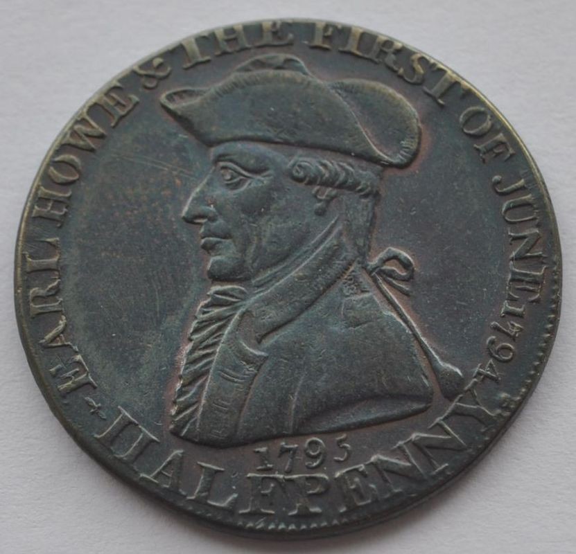 1795 Britain Earl Howe THE GLORY OF BRITAIN Halfpenny Token Jetton 