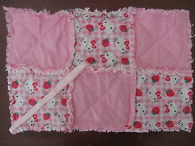 New Hello Kitty Pink Pacifier Holder/Burp Cloth Rag Quilted