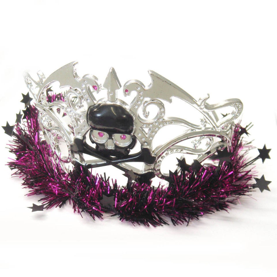 Gothic High Pink Black Pretty Punk Monster Skull Plastic Tinsel 