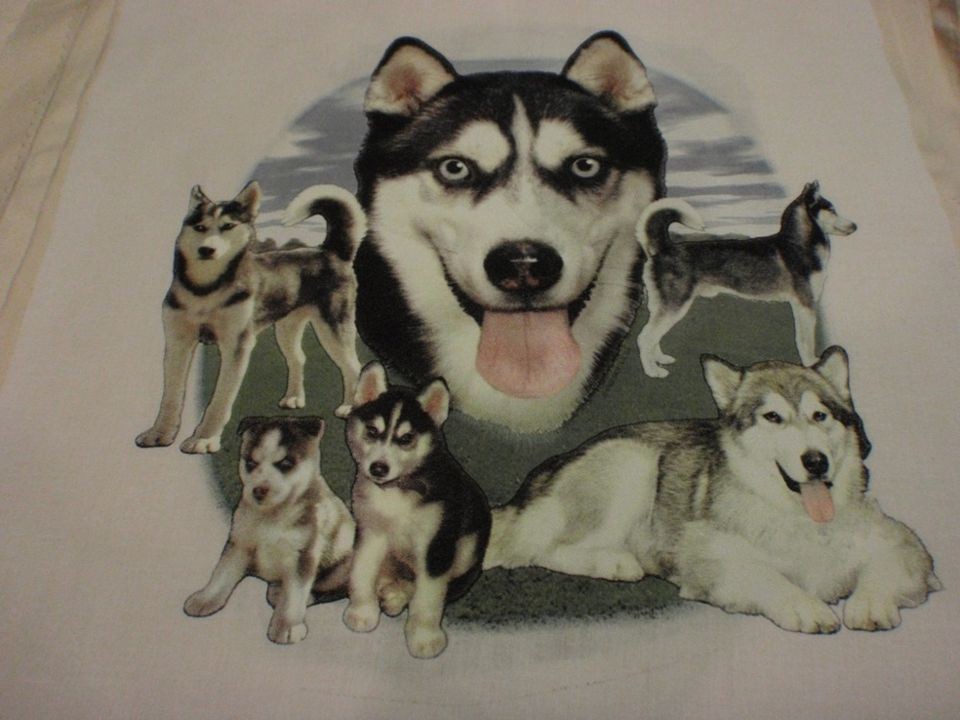 HUSKY SIBERIAN GROUP DOG PILLOW FABRIC PANELS 14X14