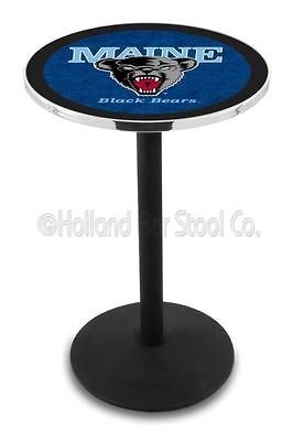 Maine Black Bears 36 or 42 Tall Black Round Base Pub Bar Table   28 