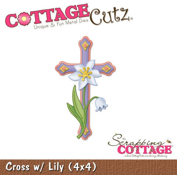 COTTAGE CUTZ CRAFT DIE 3D STENCIL INC RELEASE FOAM CROSS WITH LILY 