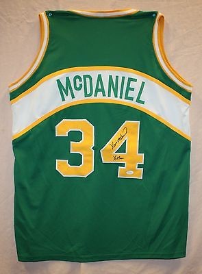 Xavier McDaniel Autographed Seattle Super Sonics Green Jersey X MAN 