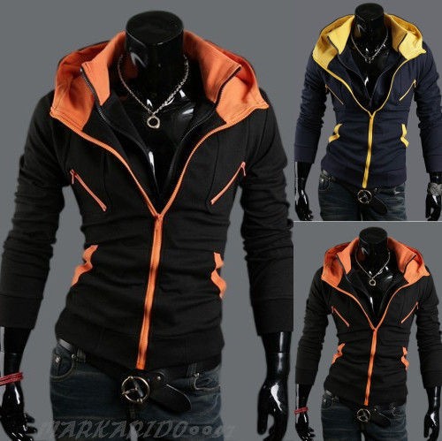 NEW Mens Slim Fit Sexy Top Designed Hoody Jacket Coat h634 2COLOR 