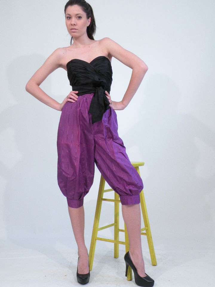   pants harem PURPLE moire FUN outrageous Irene Wallender S XS rare