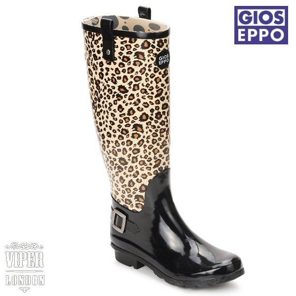 Gios Eppo Natural Rubber Leopard Wellies/Wellin​gton With Pull On 