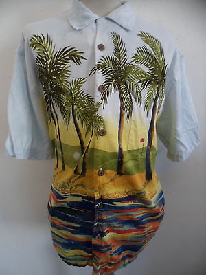 VTG CHILIWEAR GOLF COURSE BEACH 70s HAWAIIAN BEACH SHIRT L E869