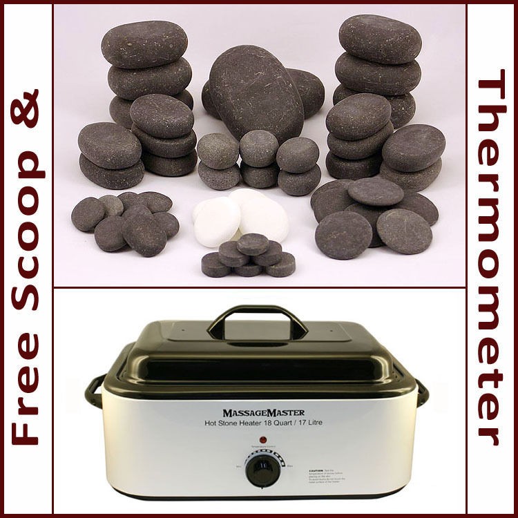   STONE MASSAGE KIT 50 Basalt/Marble Stones + 18 Quart Hot Stone Heater