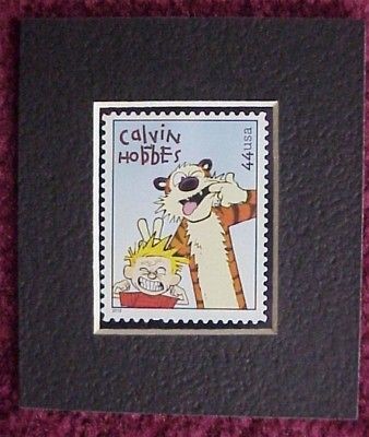 MATTED CALVIN & HOBBES UNUSED U.S. POSTAGE STAMP