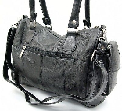 VALLEMOSSO NEW BLACK LEATHER HANDBAG BAG PURSE SHOULDER STRAP SATCHEL