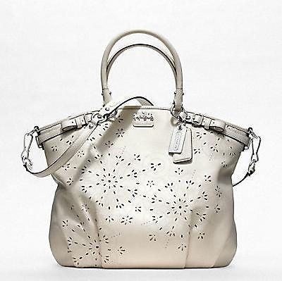 NWT Authentic COACH 19624 Tossed Lace Laser Cut Lindsey Satchel 