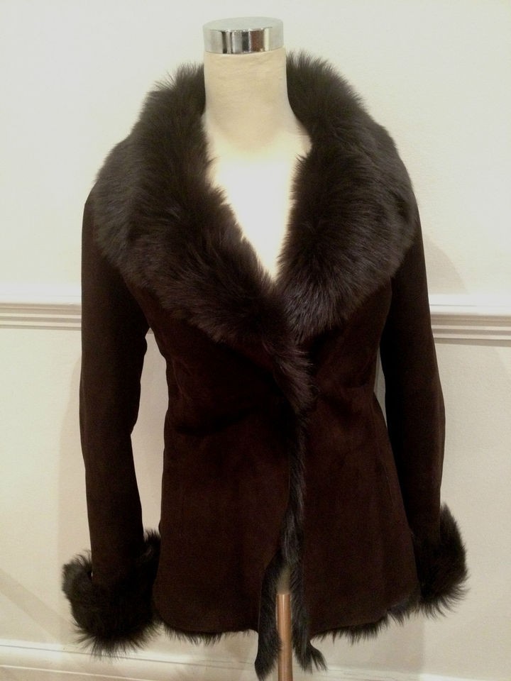 BROWN LUXURIOUS 100% PURE TOSCANA SHEEPSKIN JACKET LIKE KATE 