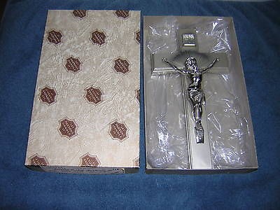 Vintage Parsons Casket Hardware Co. Nickel Die Cast Metal Crucifix