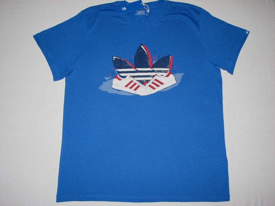 Adidas Mens Originals Trefoil Sneaker T Shirt 3XL Blue NWT