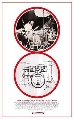 John Bonham POSTER Ludwig Vistalite Drum Promo Ad LED ZEPPELIN Vista 