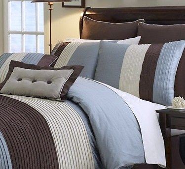 ROYAL TRADITION Hudson 8 piece Bed in a Bag Comforter Set Blue Brown 