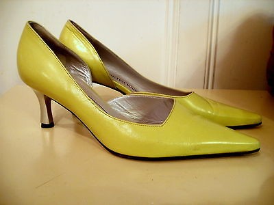 Womens Peter Kaiser Lime Green Leather Pumps Kitten Heels Size 7