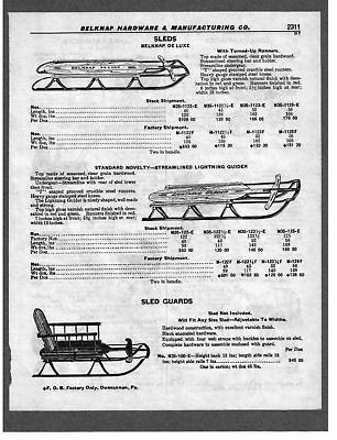 1955 Vintage Catalog Ad Snow Sleds and Doll Carriages