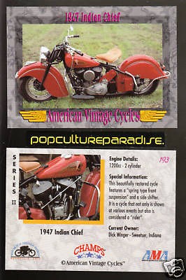 1947 INDIAN CHIEF 1200cc BIKE Vintage Motorcycle CARD