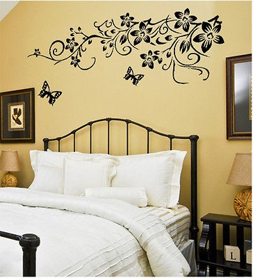   Flower Butterfly Removable Wall Sticker Home Decor Art Decal 90*60cm